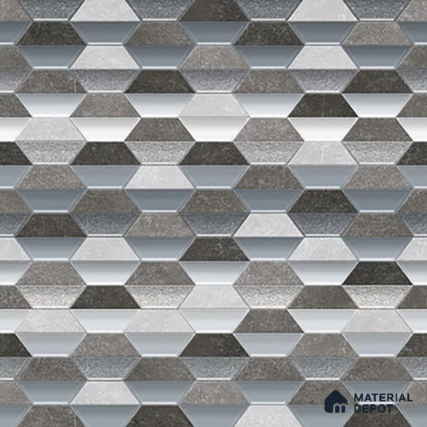 Geometric Wall & Floor Tile TL 07237 F Alpi 8004 GLM (Silver) 1 ft x 1 ft Ceramic Matte Finish - 9 mm  | 2 mm Spacer is Mandatory | Please Expect a Slight Variation of Pattern (Sample)